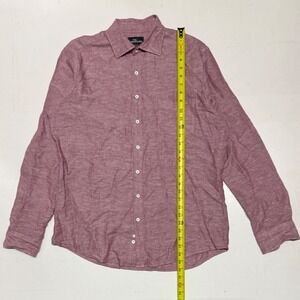 RODD & GUNN Mens L Sports Fit Linen Cotton Blend Long Sleeve Button Up Shirt Red